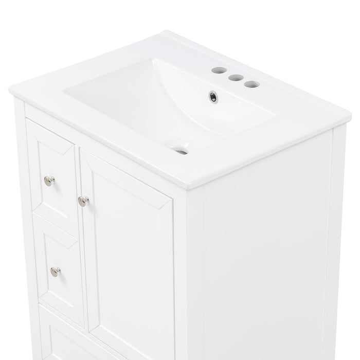 Modern Bathroom Vanity With Sink, Soft Close Drawers & Door, Storage Rack