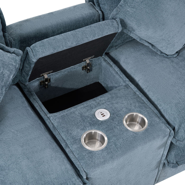 Modern Sectional Sofa With Removable Ottomans, USB Ports
