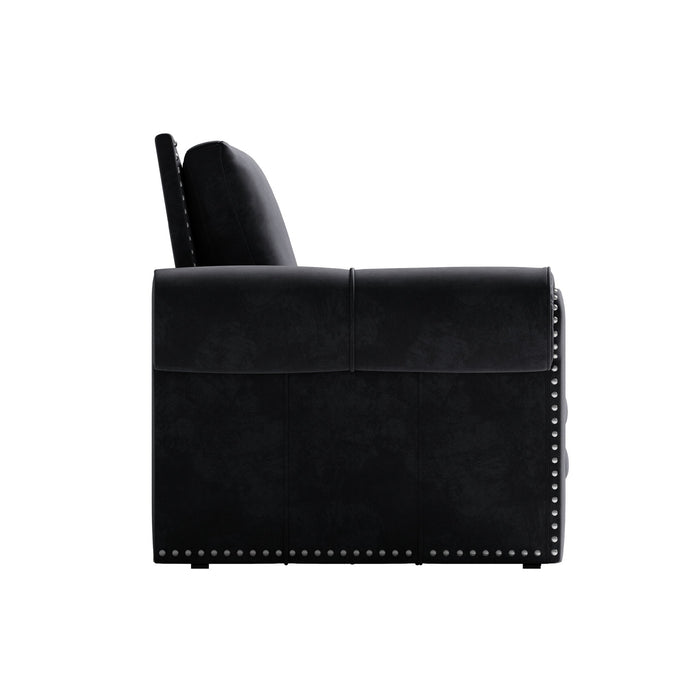 3 In 1 Convertible Sleeper Sofa With Nailhead Trim & Rolled Arm