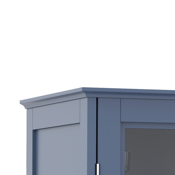 Minimalist Buffet Cabinet With Double Glass Doors And Drawer