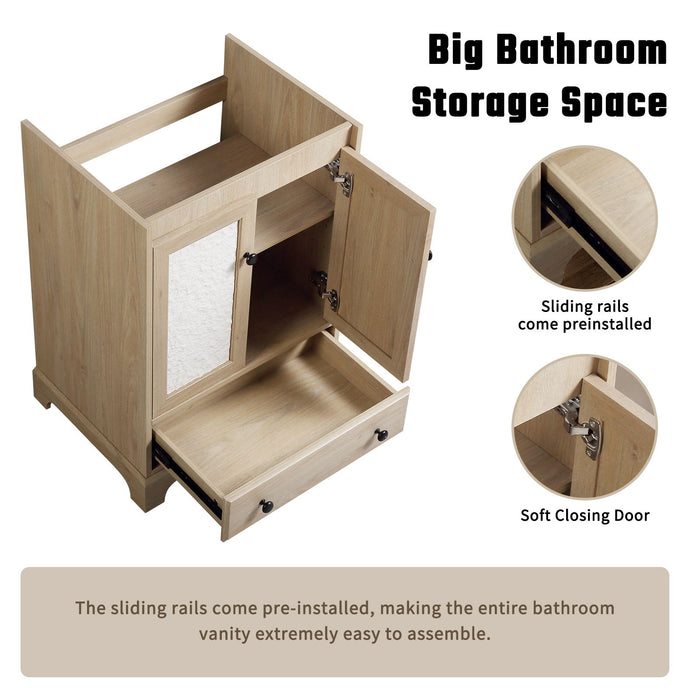 Bathroom Vanity With Basin 1 Drawer, Particle Board Construction, Free Standing Storage - Brown