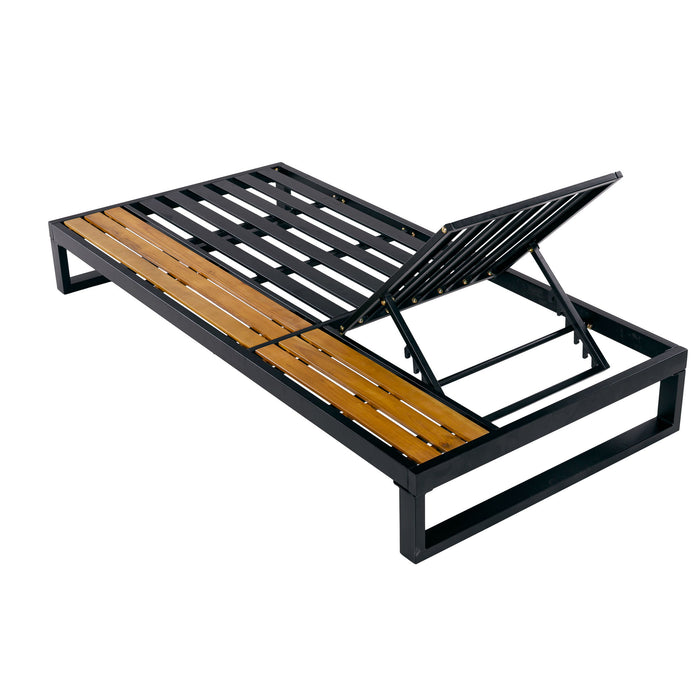 Chaise Lounge Set, 5 Position Adjustable, Flat Side Surface Storage