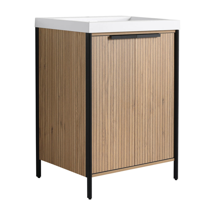 Modern Freestanding Bathroom Vanity With Resin Sink & Soft Close Cabinet Doors