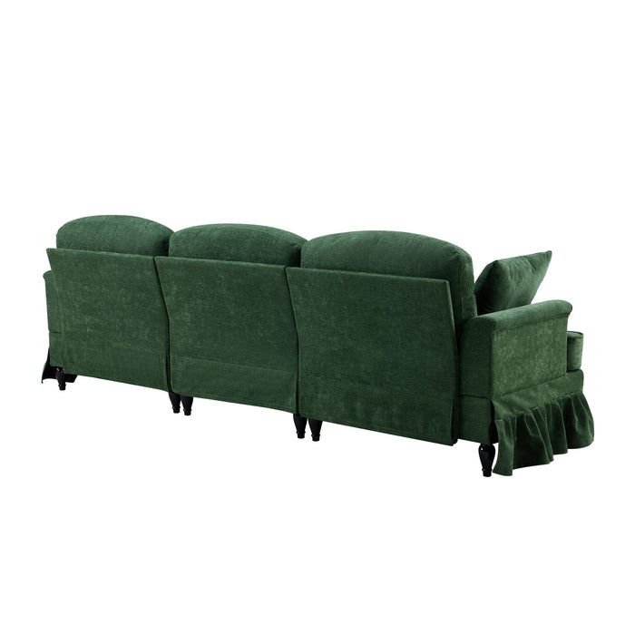 Cloud Sofa With Removable Ruffled Skirt With Ottoman And Flared Arms