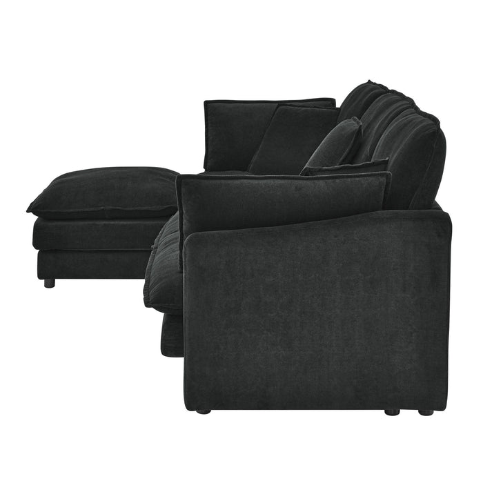 L-Shaped Sectional Sofa With Ottoman, Convertible 4 Seater Couch