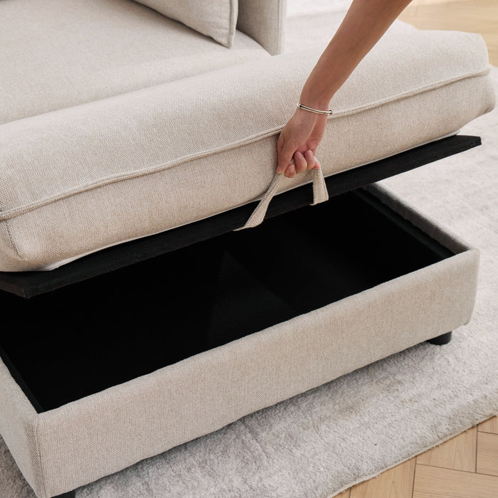 Oversized Deep Seat Accent Chair With Matching Storage Ottoman & Throw Pillows