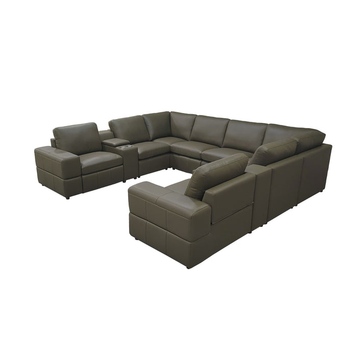 Upholstered Large Arms Sectional With Recliner Seats