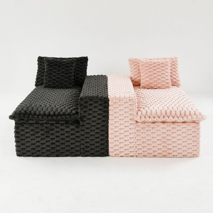 Multifunctional Sofa Pink Black, Fits 4 People