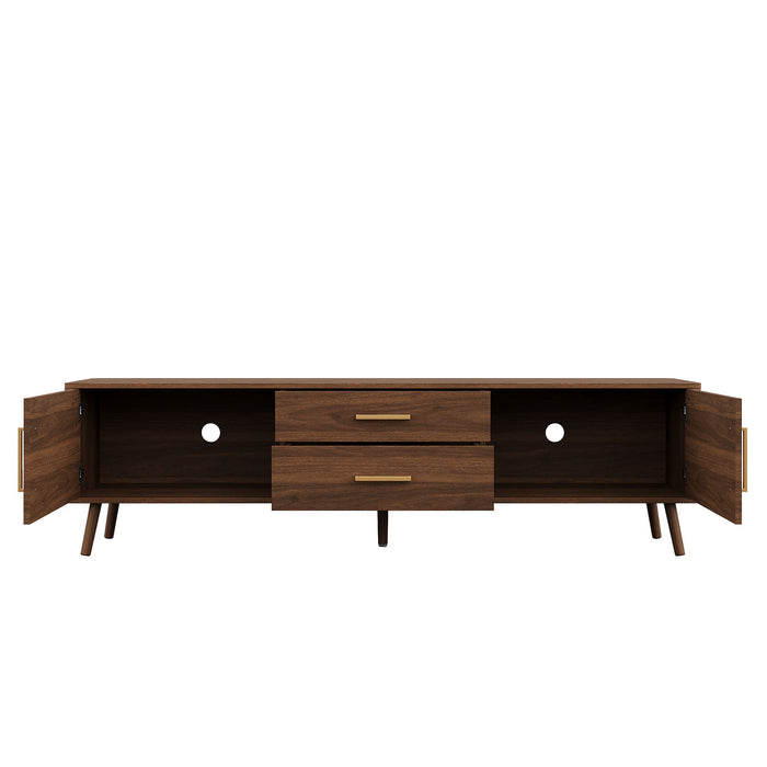70" TV Stand With Storage Drawers And Cabinets For TVs Up To 80" - Walnut