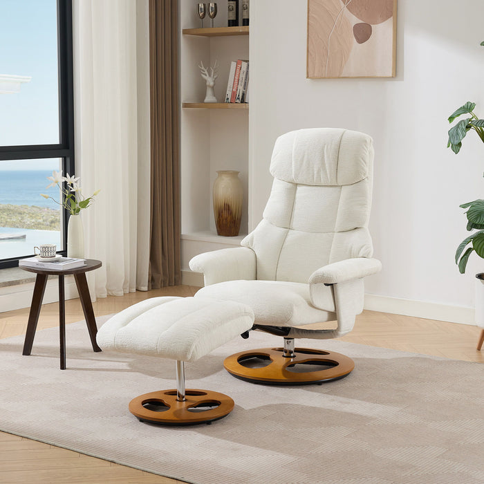 Ergonomic Recliner Chair With Ottoman, Modern 360° Swivel With Footstool
