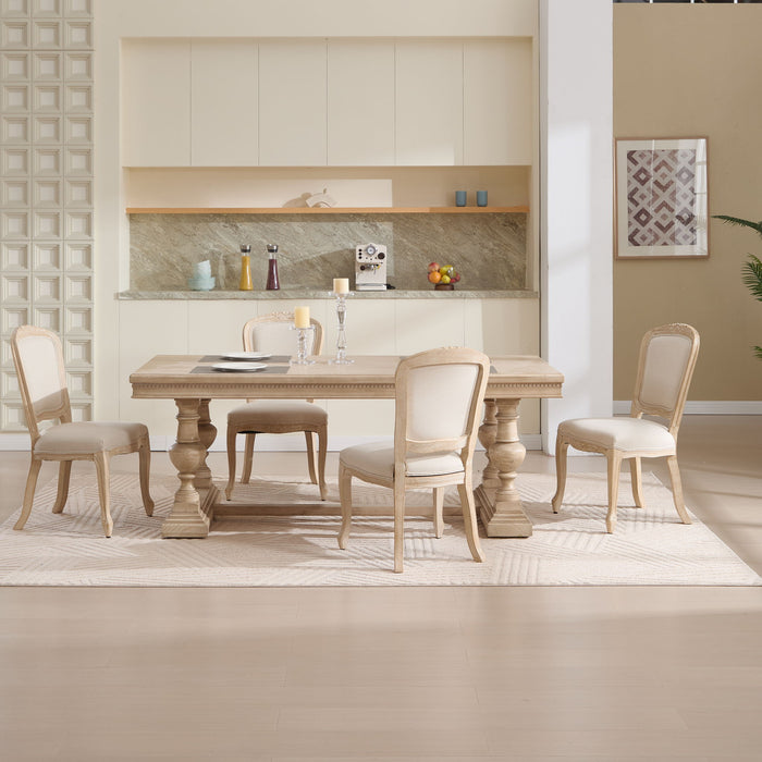 Dining Chairs Upholstered With Fan Shaped Back (Set of 2) - Beige