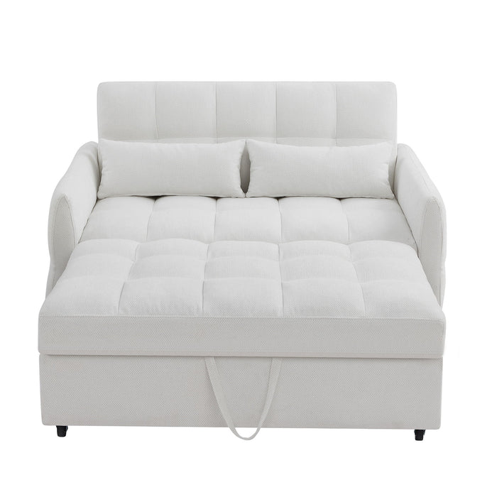 Loveseat Sofa Pull-Out Bed With Adjustable Backrest, 3 USB Ports And 2 Lumbar Pillows For Living Room