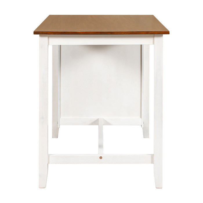 5 Pieces Counter Height Rustic Farmhouse Dining Room Wooden Bar Table Set With 2 Stools And 2 Chairs