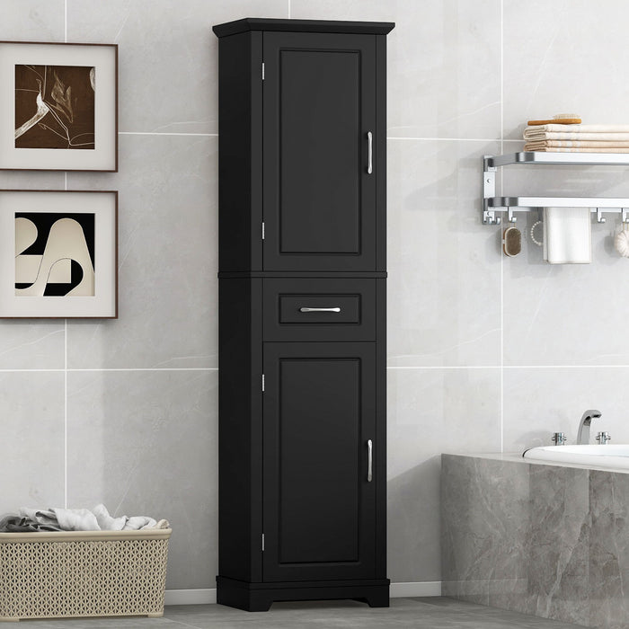 Tall Freestanding Bathroom Storage Cabinet With 2 Doors And Adjustable Shelves