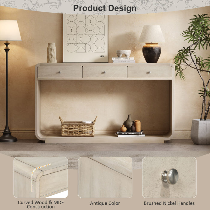 Console Table With 3 Drawers And Display Shelf