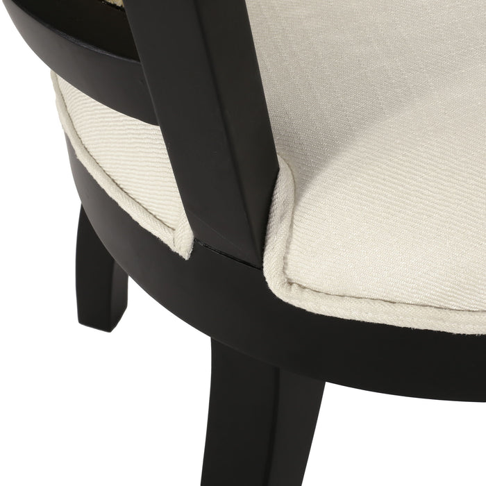 Elegant Dining Chair With Cane Web Backrests And Velvet Upholstery