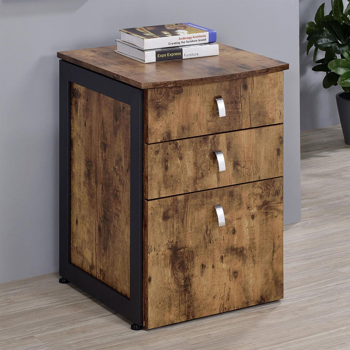 3 Drawer File Cabinet - Brown
