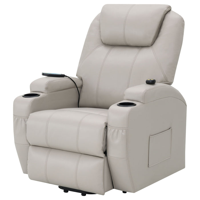 Selwyn - Upholstered Power Massage Recliner With Heat And Massage Functions - Champagne