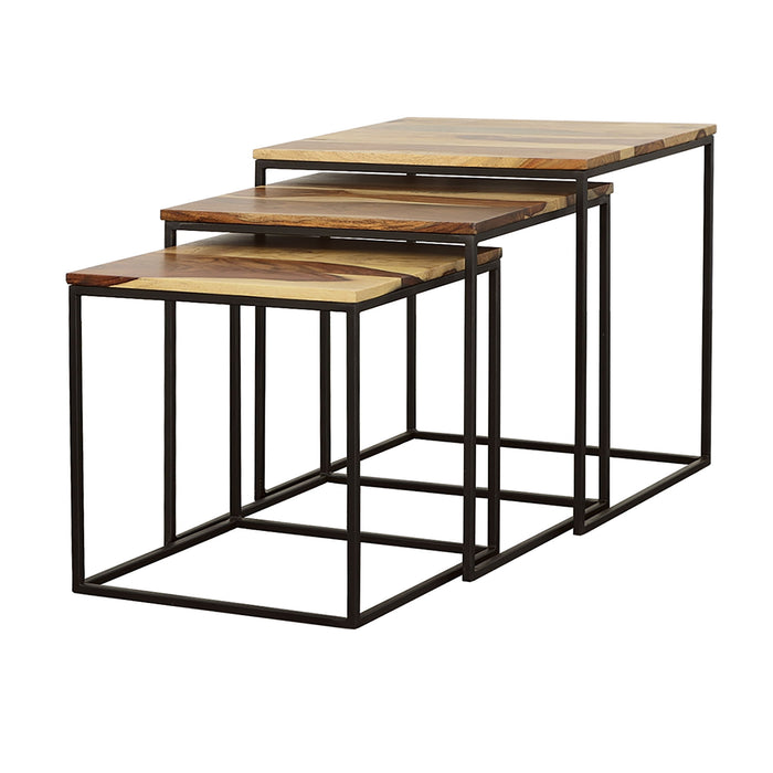 3 Piece Nesting Design Table Set - Brown