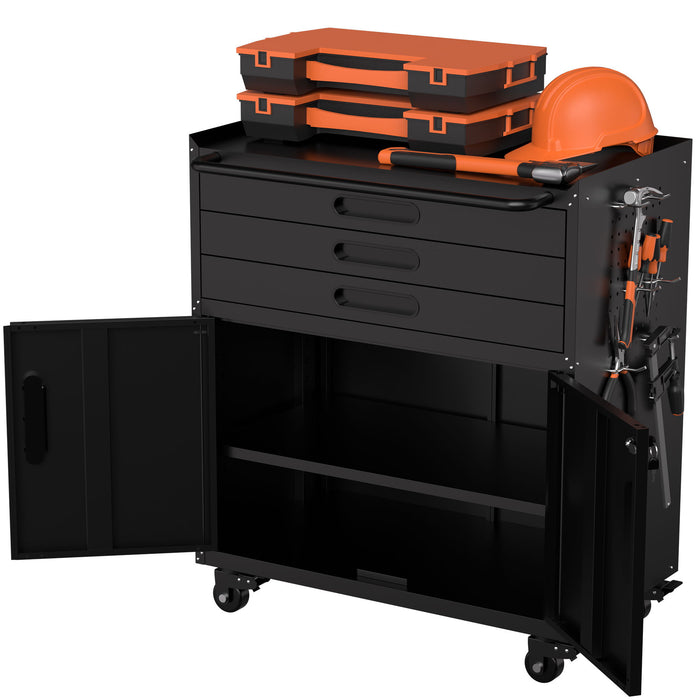 Rolling Tool Cabinet Heavy Duty Garage Storage With Lockable Doors