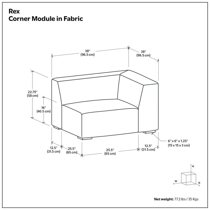 Rex - Corner Sofa Module - Gray