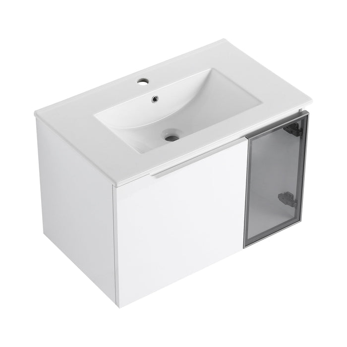 Wall Mounted Bathroom Vanity With Sink, 2 Soft Close Doors, Cabinet & Half Door
