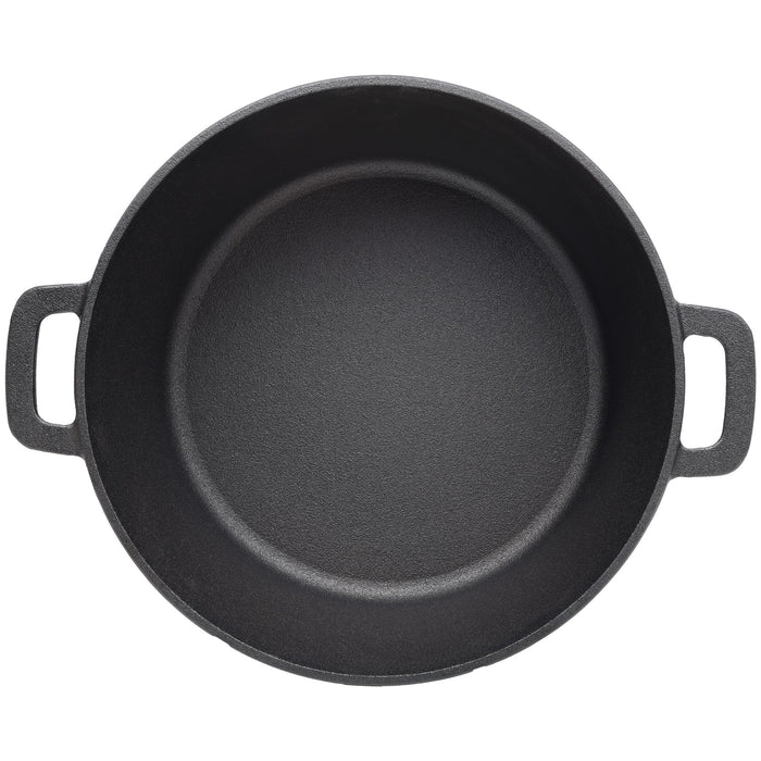 Pre-Seasoned Cast Dutch Oven 2 In 1 With Dual Handles And Covers, 5 Quart - Black