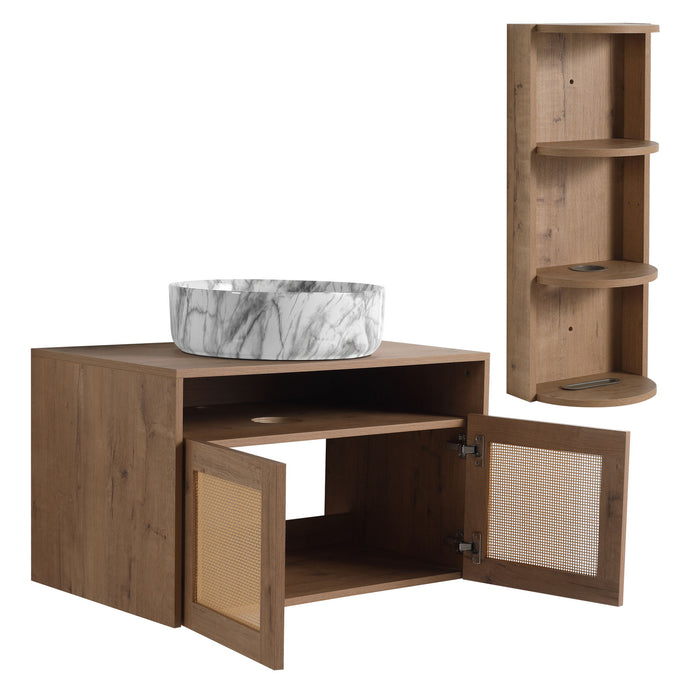 Bathroom Vanity & Art Sink And Storage Rack, Float Mounting Design