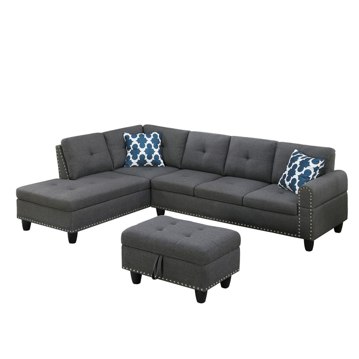 Alger - 98" Wide Left Hand Facing Sofa & Chaise With Ottoman