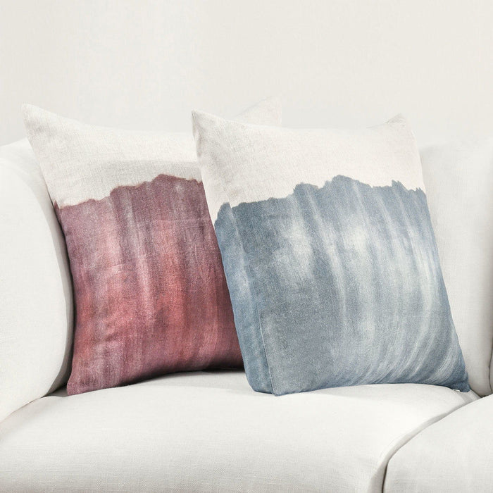 Cora - TL Pillow - Natural / Denim Blue