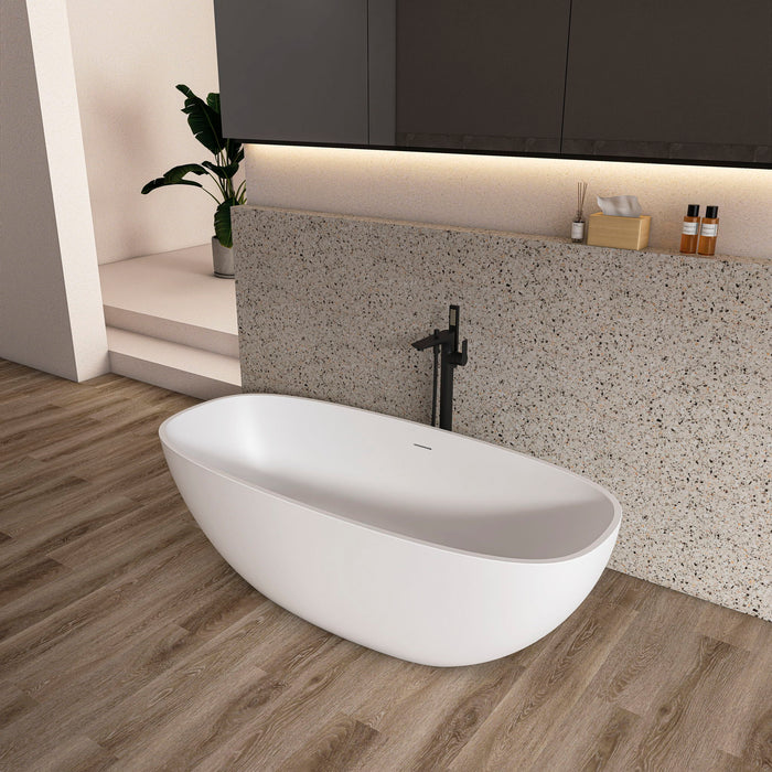 Soaking Bathtub, Freestanding, Solid Surface - Matte White