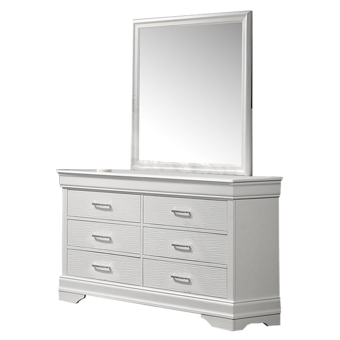 1 Piece Dresser Of Drawers Bedroom Furniture With Diamond Accent Handles, Drawer Box - White