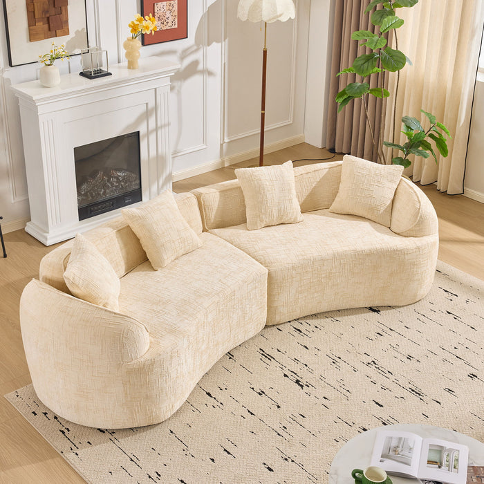 Curved Compressed Sofa, Nordic-Style Design For Living Room