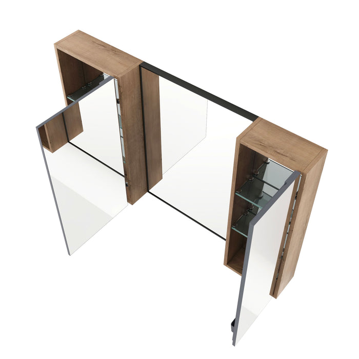 43.3" Wall Mounted Bathroom Cabinet With Adjustable Shelves, Door Storage Cabinet - Imitative Oak