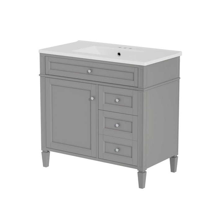 Bathroom Vanity With Top Sink, 2 Drawers, Tip Out Drawer