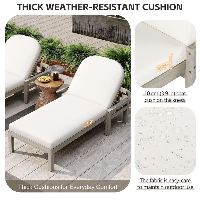 Outdoor Chaise Lounge With 5 Position Adjustable Backrest (Set of 2)