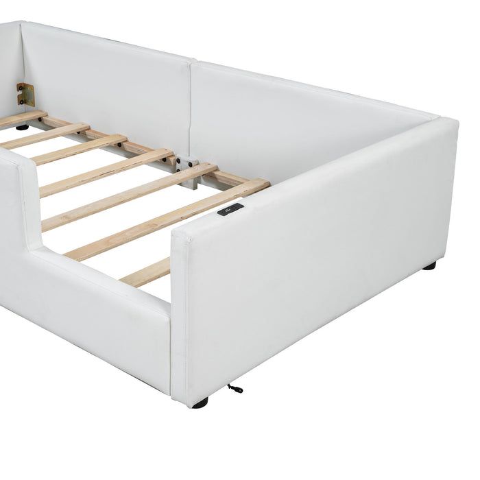 Platform Bed With Guardrail And Charging Station