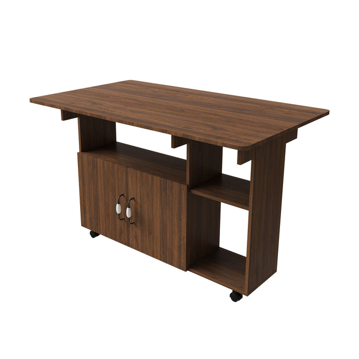 Multi Functional Folding Table With Storage Shelves And Wheels