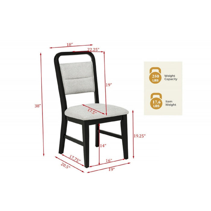 Dining Set With Round Table And 4 Upholstered Chairs - Black / Gray