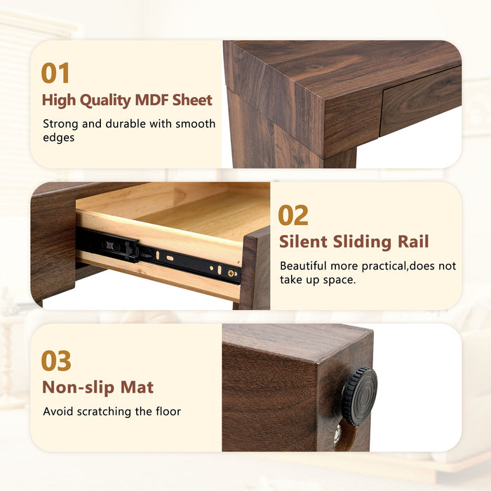 Console Table With Double Drawers - Walnut