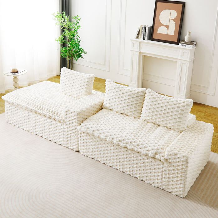 Modular Sofa, Convertible Twin Seat With Chaise Lounge