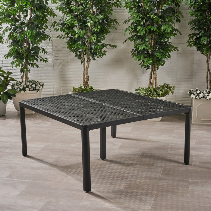Outdoor Modern Aluminum Dining Table With Woven Accents