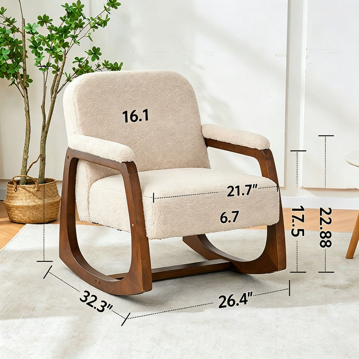 Curved Frame Rocking Accent Chair - Beige / Brown
