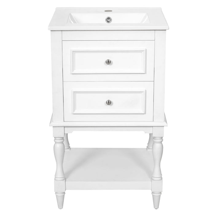 Retro Design Bathroom Vanity With Sink, 2 Drawer Storage Cabinet