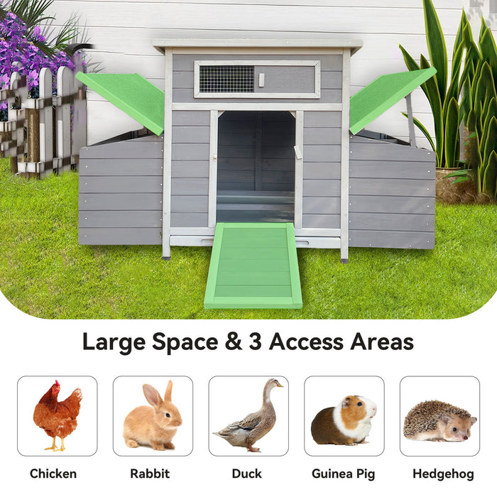 Large Chicken Coop Outdoor Hen House With Dual Nesting Boxes