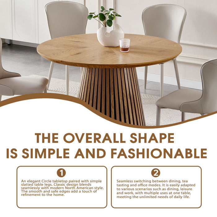 Round Dining Table For Dining Room - Natural Wood