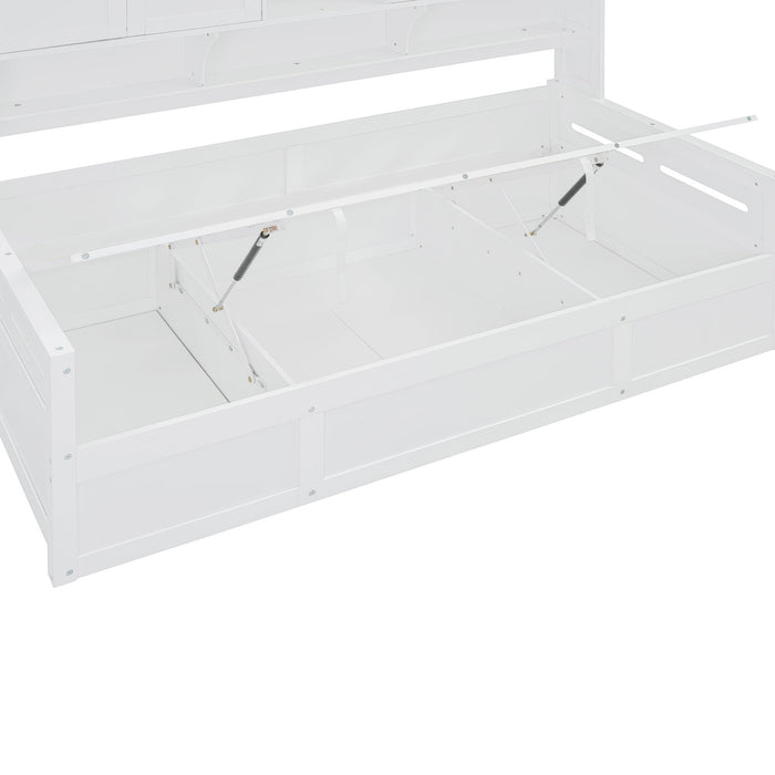 Daybed With All-In-One Cabinet And Shelf