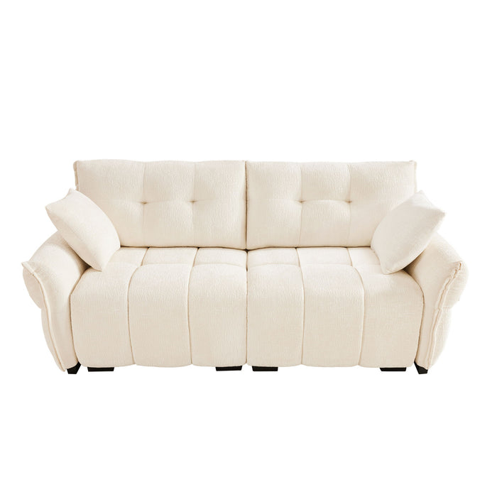 Modern Sofa & Pillows, Textured Cover, High Rebound Cushions