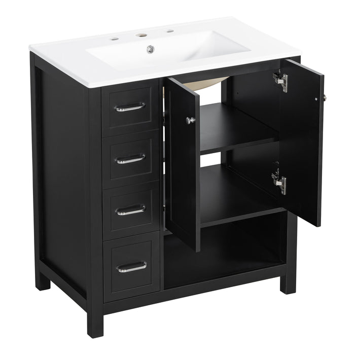 Bathroom Vanity With Sink Top, Bathroom Vanity Cabinet With 2 Doors And 2 Drawers, Open Shelf