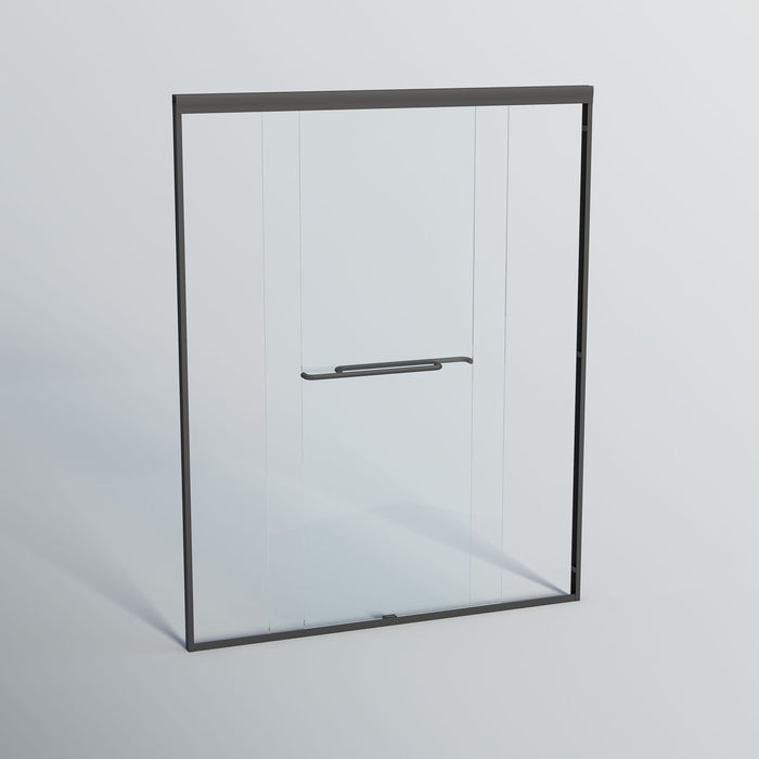 Double Sliding Shower Door, Semi-Frameless Bypass Bathroom Sliding Door With 1/4" (6 Mm) Tempered Glass For Walk-In Shower